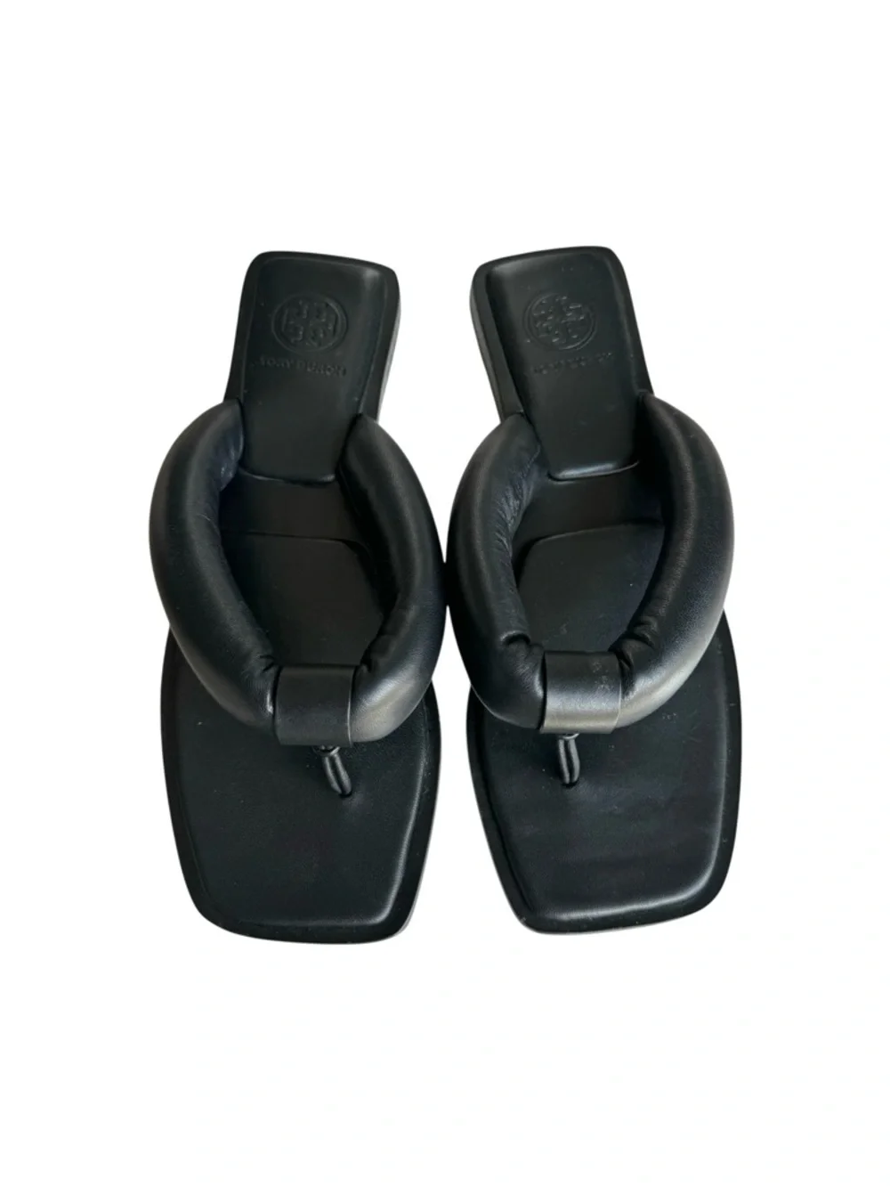 Tory Burch Puffy Strap Thong Sandal Black Leather